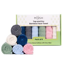 MUSH Green & White 6 Pieces Bamboo 500 GSM Face Towels-image-67