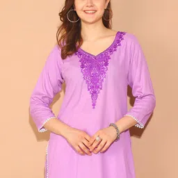 Rajnandini Floral Embroidered Thread Work Straight Kurti-image-14