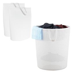 Kuber Industries 3-Pc White Reusable Durable Foldable Lightweight Laundry Bags With Handle-27