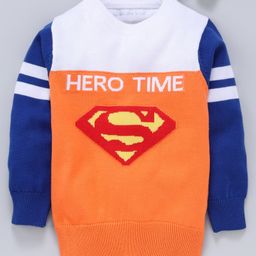 Mom's Love Full Sleeves Pullover Sweater Superman Design - Orange-image-70