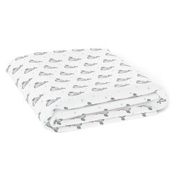 The White Cradle Pure Organic Cotton Printed Crib Sheet - White Grey-17