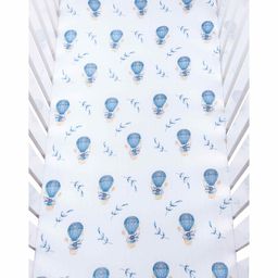 Theoni 100% Organic Cotton Muslin Cappadocia Dreams Fitted Crib Sheet - White Blue-24