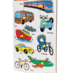 The Little Boo Wooden Knob and Peg Vehicles Puzzle Multicolor - 9 Pieces-image-63