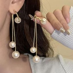 Estailo fashion Artificial Beaded Spherical Shaped Drop Earrings-image-72