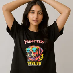 GRACE & JACK Graphic Printed Round Neck Short Sleeves Oversized Cotton T-shirt-picture-31