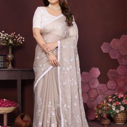 Mitera Floral Embroidered Poly Chiffon Saree-image-18