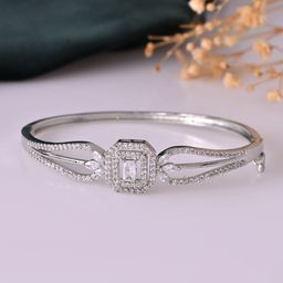 Silvermerc Designs Silver-Plated Diamond-Studded Bangle-Style Bracelet-image-24