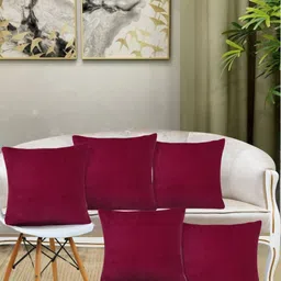 Aura Red 5 Pieces Woollen Square Cushion Covers-image-73