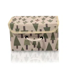 Aura Cream-Coloured & Green Foldable Cotton Drawer Organizer image 2