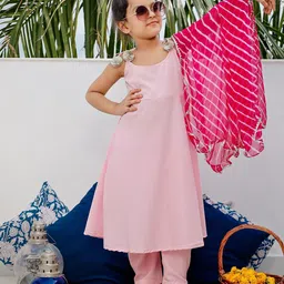 Thread & Button Girls Regular Pure Cotton Kurta with Trousers & With Dupatta-picture-19