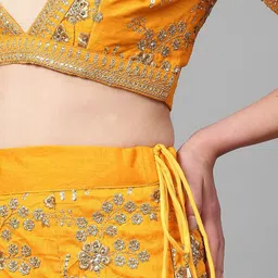 DIVASTRI Embroidered Sequinned Semi-Stitched Lehenga & Unstitched Blouse With Dupatta image 4