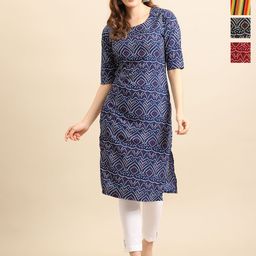 Anouk Rustic Women Pack Of 4 Bandhani Printed Crepe Kurta-12