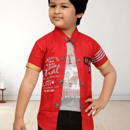 FASHION GRAB Boys Classic Fit Typography Printed Spread Collar Cotton Casual Shirt-image-56