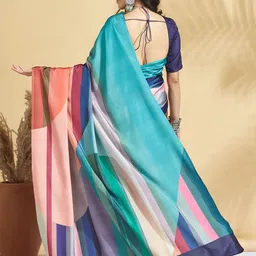 RACHNA Striped Printed Block Print Saree image 3
