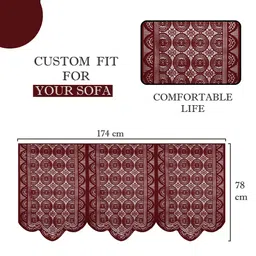 Kuber Industries Maroon & White Set of 6 Cotton Sofa Cover image 4