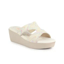 FAUSTO Women Printed Round Toe PU Wedge Sandals-32