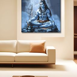 OLIVE TREE Blue & Grey Religious Canvas Wall Paintings-picture-8