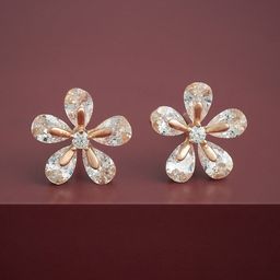 Kushal's Fashion Jewellery 92.5Silver Rose Gold-Plated Classic Studs Earrings-18
