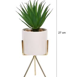 EarthCraft Green & White Succulent Artificial Plant With Tripod Stand image 5
