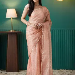 RACHNA Polka Dot Organza Saree-picture-48
