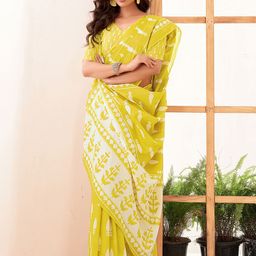 Mitera Floral Zari Pure Cotton Dabu Saree-20