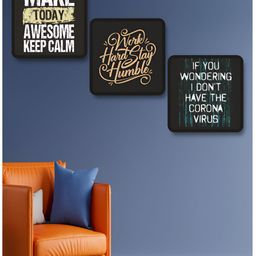 SAF Black & White 3 Pieces Motivational Quotes Printed Wooden Wall Art-image-83