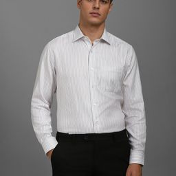 Louis Philippe Men Classic FitSpread Collar Vertical Striped Cotton Formal Shirt-image-82