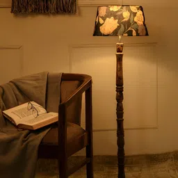green girgit Black & Blue Printed Wooded Floor Lamps-image-14