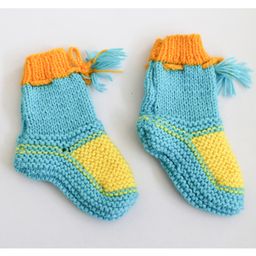 Woonie Color Block Handmade Socks - Blue image 2