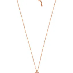 Peora Rose Gold-Plated CZ -Studded & Pearls Beaded Butterfly Shaped Pendant With Chain-11
