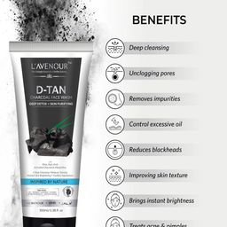 L'AVENOUR D-Tan Charcoal Face Wash With Khas & Kojic Acid - 100ml image 2