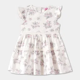 R&B Floral Print Flutter Sleeve Fit & Flare Dress-3