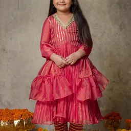 Vivedkids Girls Yoke Design Regular Gotta Patti Kurta with Trousers & With Dupatta-picture-14