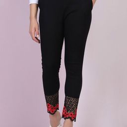 DIMPY GARMENTS Women Solid Slim Fit Mid-Rise Flat-Front Regular Trousers-image-10