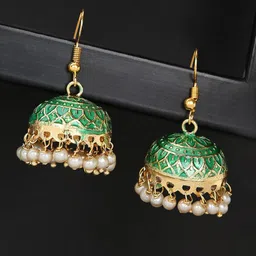 Anouk Pearls Beaded Dome Shaped Meenakari Jhumkas-23