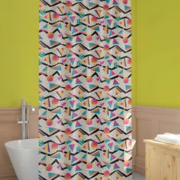ArtzFolio Beige & Pink Geometric Printed Water Proof Shower Curtain-image-94