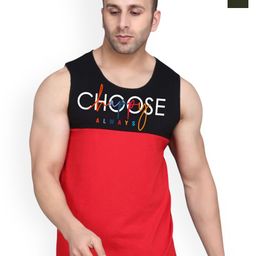 SLOWLORIS Pack Of 2 Printed Round Neck Sleeveless Bio-Wash Cotton Gym Vests-picture-17