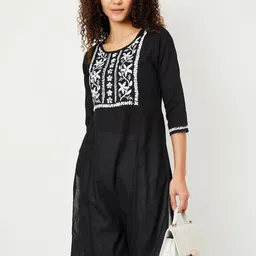 max Floral Embroided Round Neck Straight Kurta-picture-13