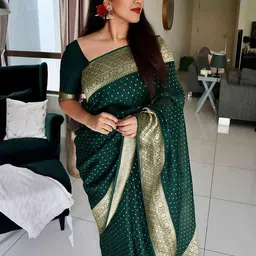 BerMondsey Woven Design Zari Silk Blend Banarasi Saree-picture-11