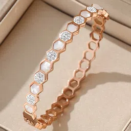 Designs & You Women American Diamond Rose Gold-Plated Bangle-Style Bracelet-18