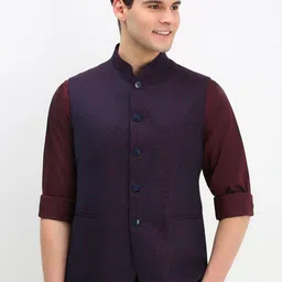 Allen Solly Printed Slim-Fit Nehru Jackets-picture-10
