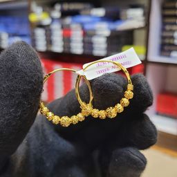 Anshenterpris 2 Gram Gold-Plated Temple Circular Hoop Earrings-image-75