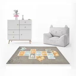saraswatii global Little Grey & Brown Geometric Printed Tufted Woollen Carpet-17