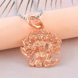 Missmister Copper-Plated Panchmukhi Hanuman Bajrang Bali Shaped Pendant with Chain-image-22