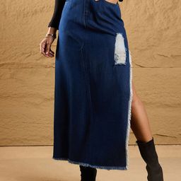 SASSAFRAS Women Distressed A-Line Maxi Skirt-image-8
