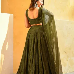 DIVASTRI Embroidered Sequinned Semi-Stitched Lehenga & Unstitched Blouse With Dupatta image 4