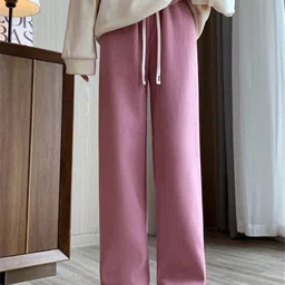 Alamode By Akanksha Women Pink Marley Wide Leg Fleece Pants-image-86