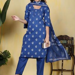 Meena Bazaar Women Floral Printed Regular Kurta & Trousers With Dupatta-image-54