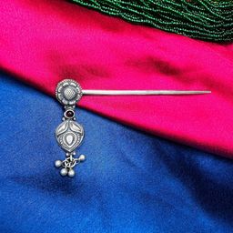 Arte Jewels Women Silver Toned Hairstick-image-34