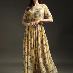 emeros Women Floral Print Georgette Maxi Dress-image-60